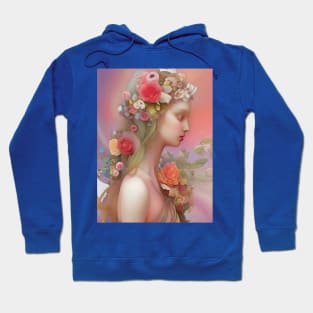 Pretty pastel colored art deco design of a flower goddess girl Hoodie